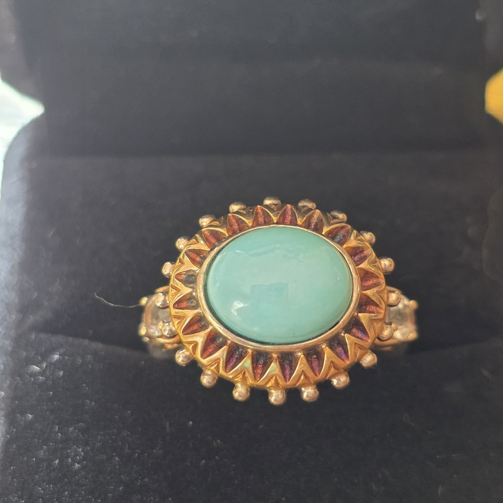 Elegant 18kt Gold and Sterling With Turquoise Ring